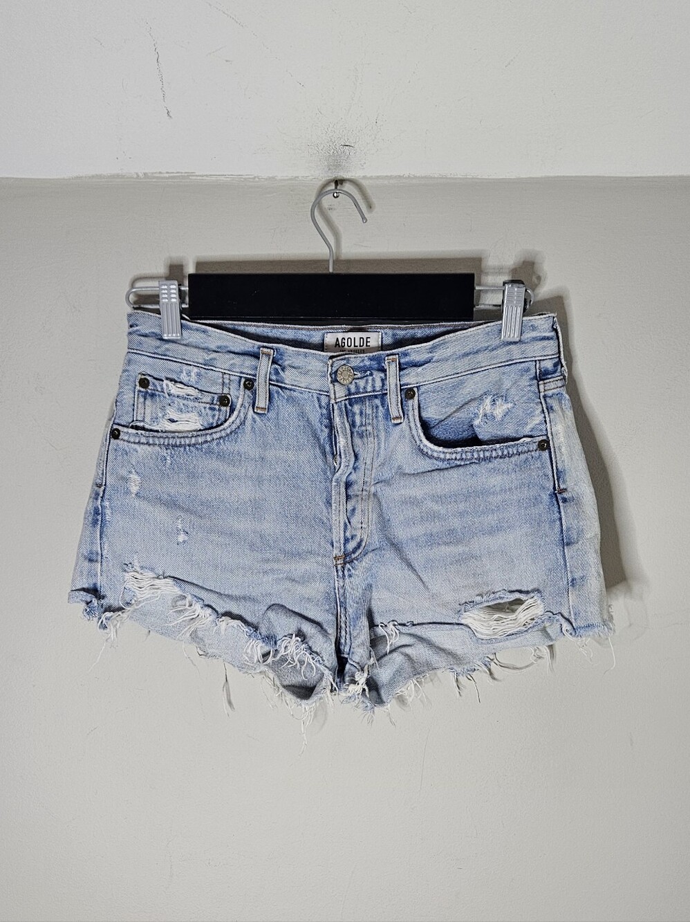 Agolde Vintage Cut Off Denim Shorts Parker Button Fly Swapmeet Wash 25
